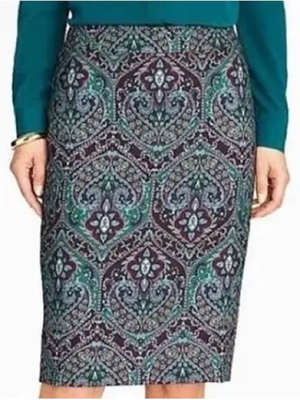 Talbots Paisley Ponte Pencil Skirt